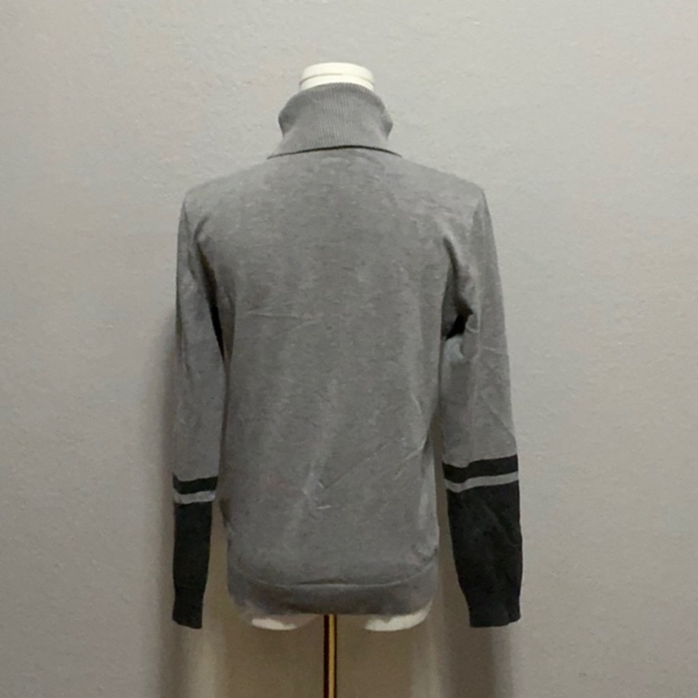 Calvin Klein Light Gray Turtleneck Sweater with Dark Gray Cuff Detail - Picture 2 of 2